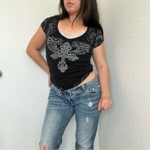 Occasion Short-Sleeve Rhinestone Cross Tee